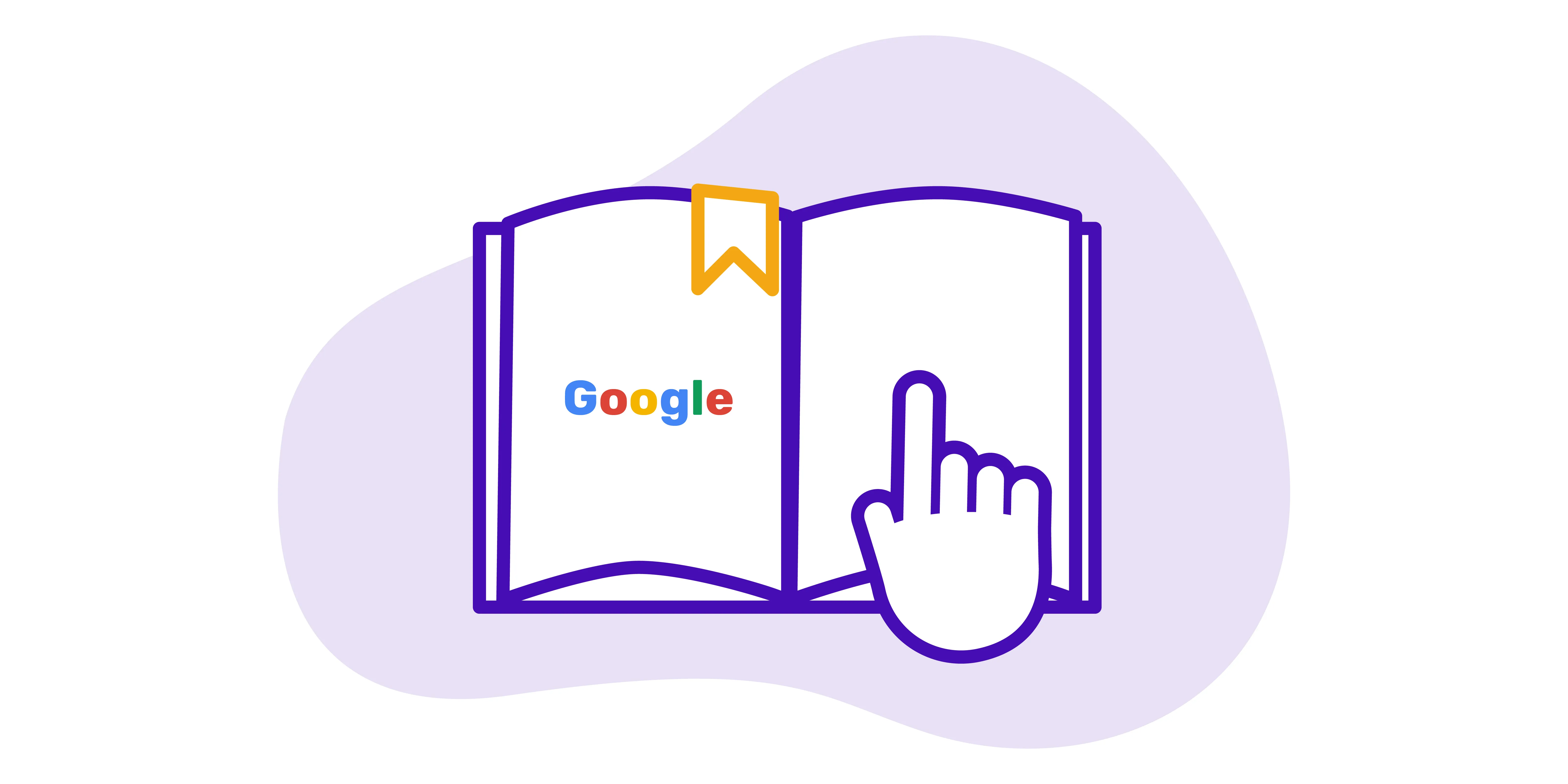 Zu sehen ist ein Buch. Auf der linken Seite ist das Wort Google zu lesen