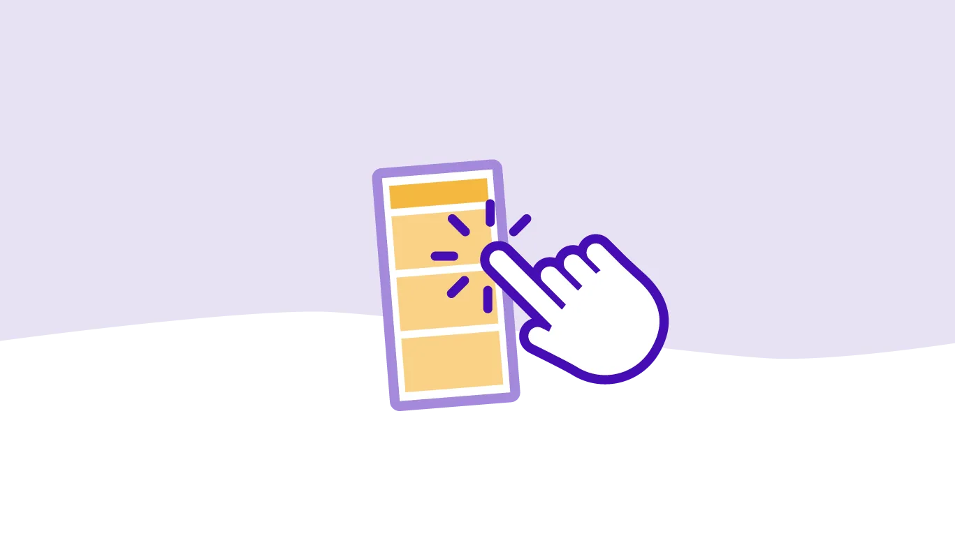 Zu sehen ist ein grafisches Smartphone und eine grafische Hand
